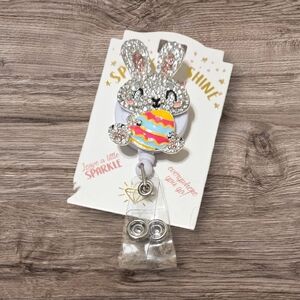 Sparkly Silver Bunny Badge Reel